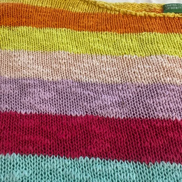 United Colors Of Benetton Women's Vintage Vibrant Striped Sweater - Picture 3 of 6